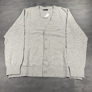 GAP Cardigan Sweater Mens Large Gray Classic Button‎ Up CashSoft Cotton Blend